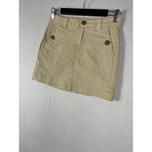 Wild Fable Khaki Mini Skirt Womens 00 Tan Chino Utility Preppy Academia Stretch